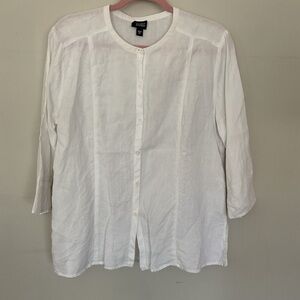 Eileen Fisher 100% linen top white medium